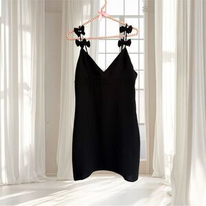NWT Forever 21 Black Dress Bow Strap Mini Dress Size M